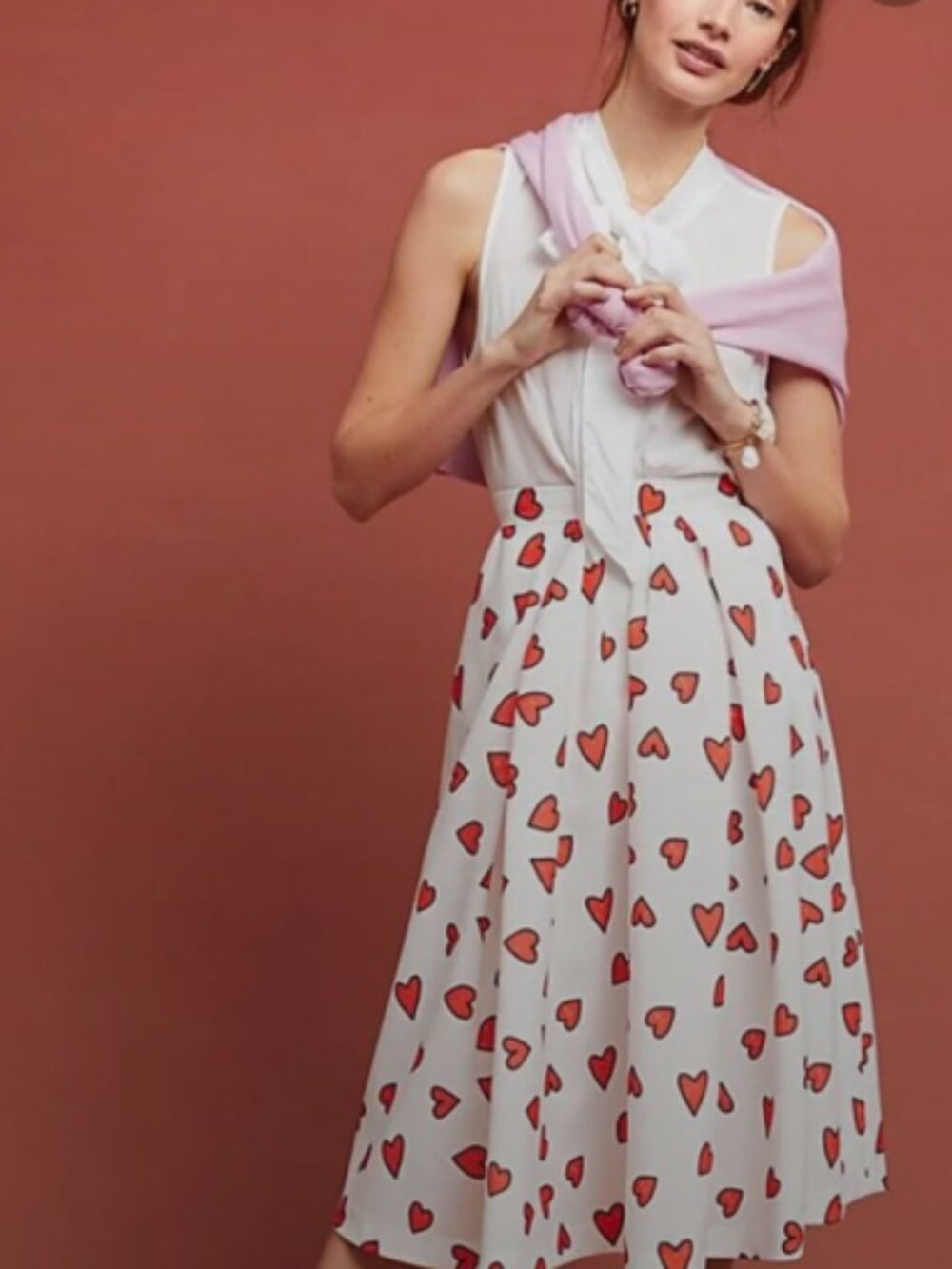 Anthropologie Mignon Doo Heart Skirt Large